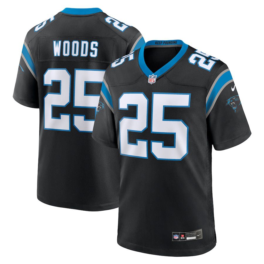 Men Carolina Panthers 25 Xavier Woods Nike Black Team Game NFL Jersey
